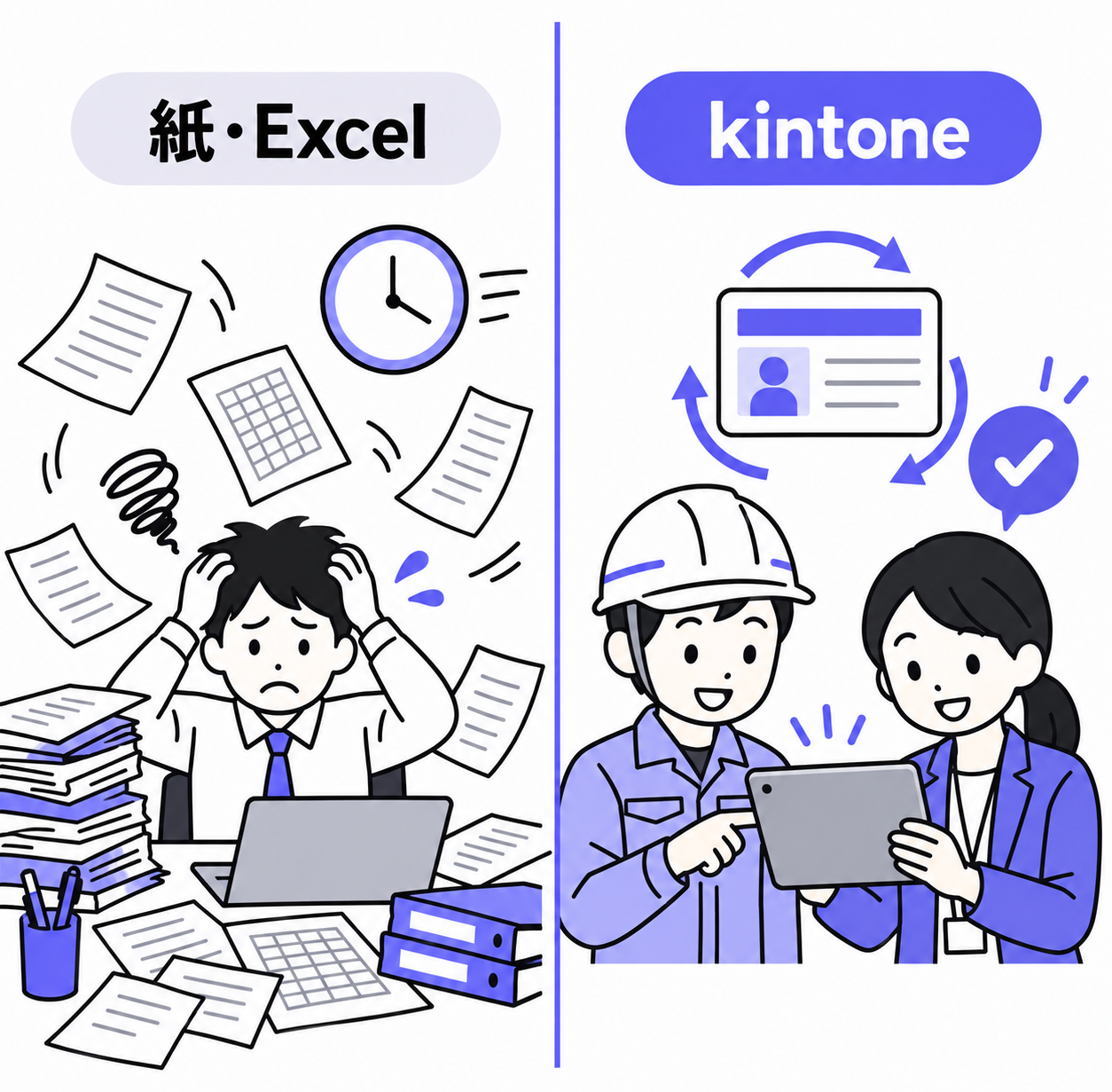 紙・Excel運用とkintone運用の情報の流れと更新しやすさの比較まとめ