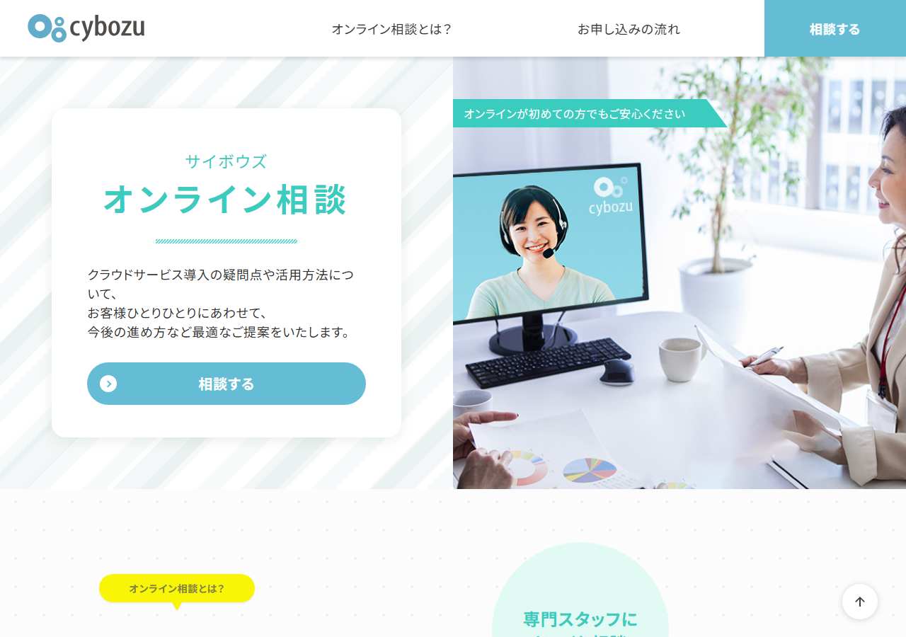 サイボウズ オンライン相談公式サイトのトップページ
